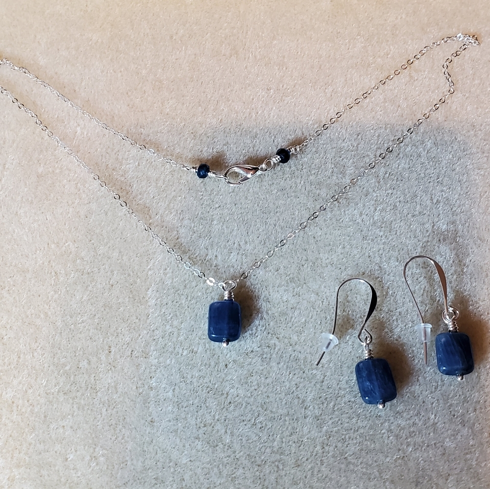 Kyanite necklace and earrings set